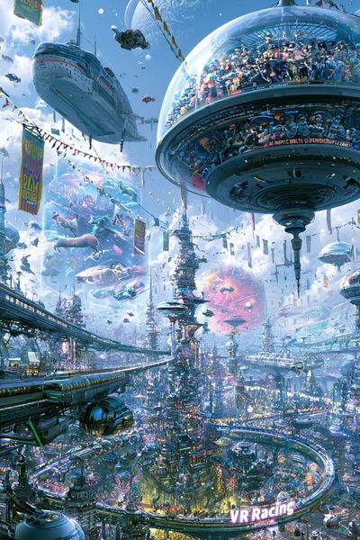 Futuristic VR Racing City Poster. poster