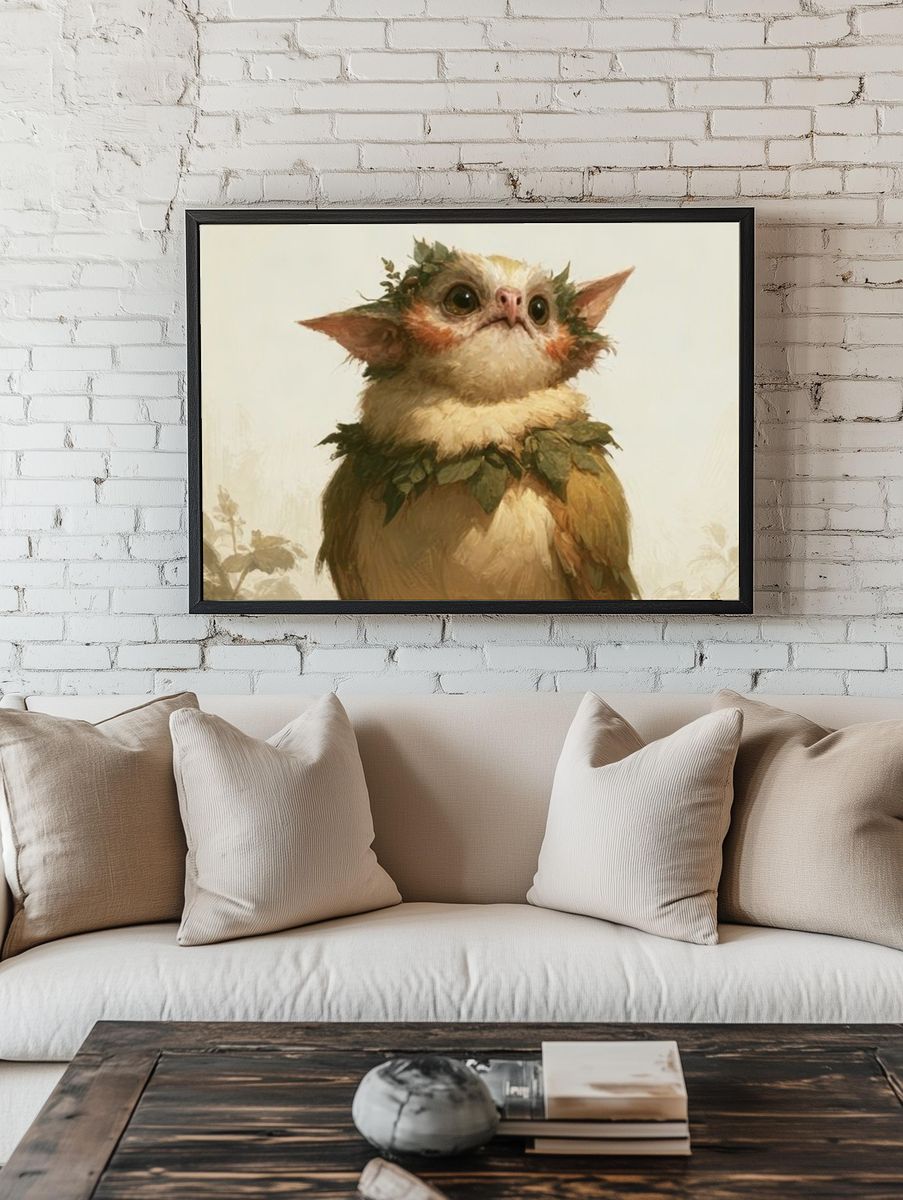 Forest Sprite Cat Illustration Poster. room preview