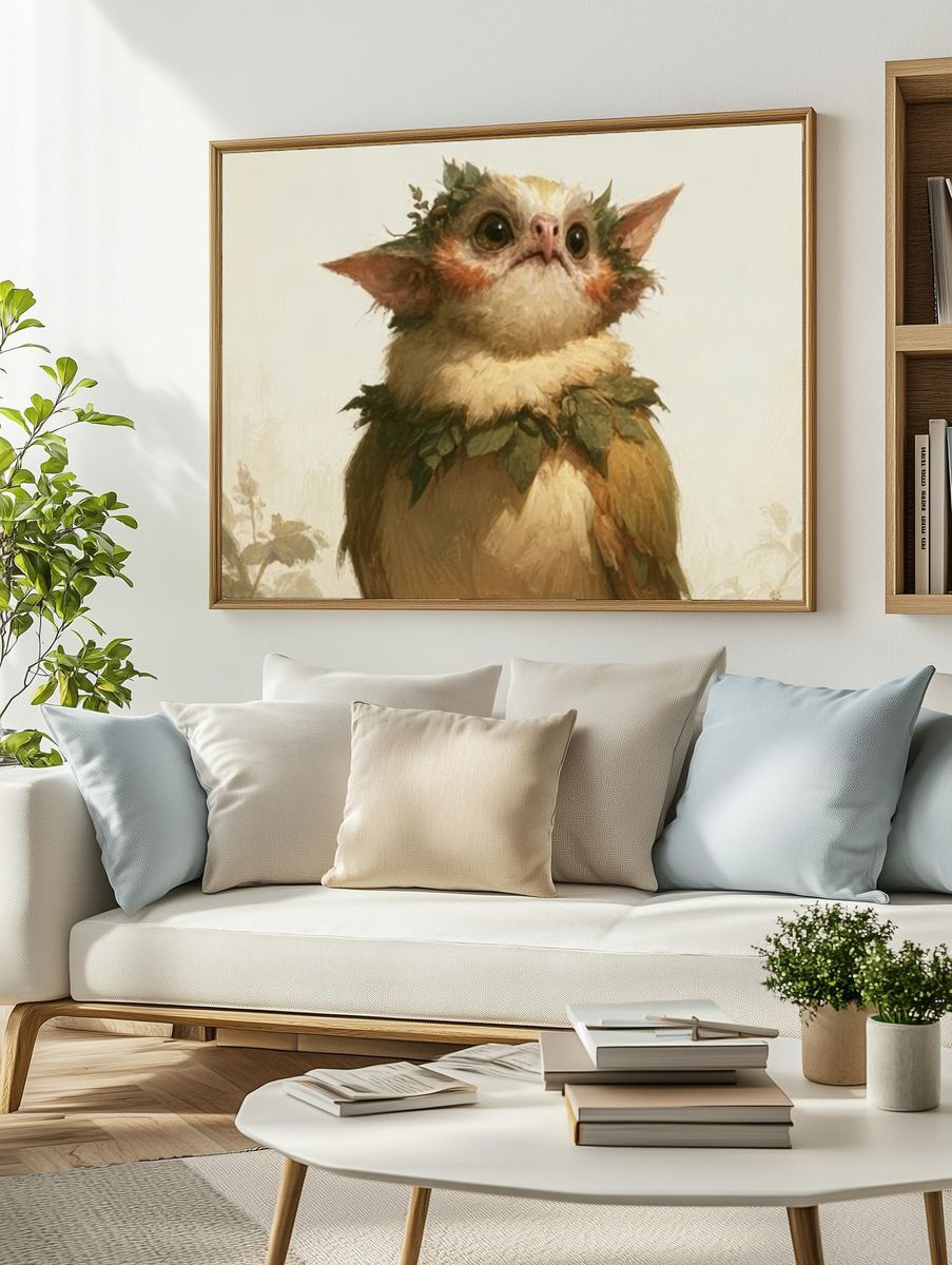 Forest Sprite Cat Illustration Poster. — room view 2