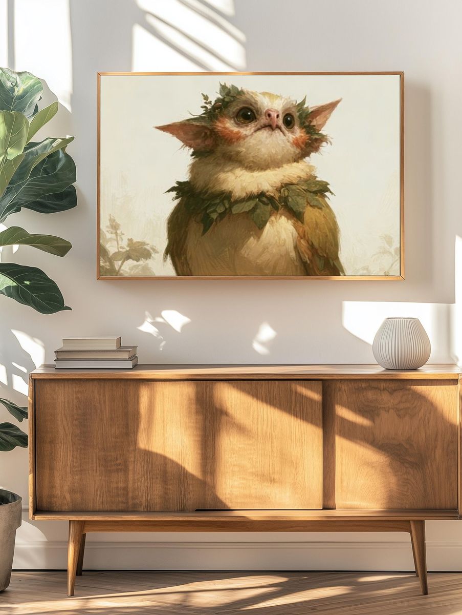Forest Sprite Cat Illustration Poster. — room view 3