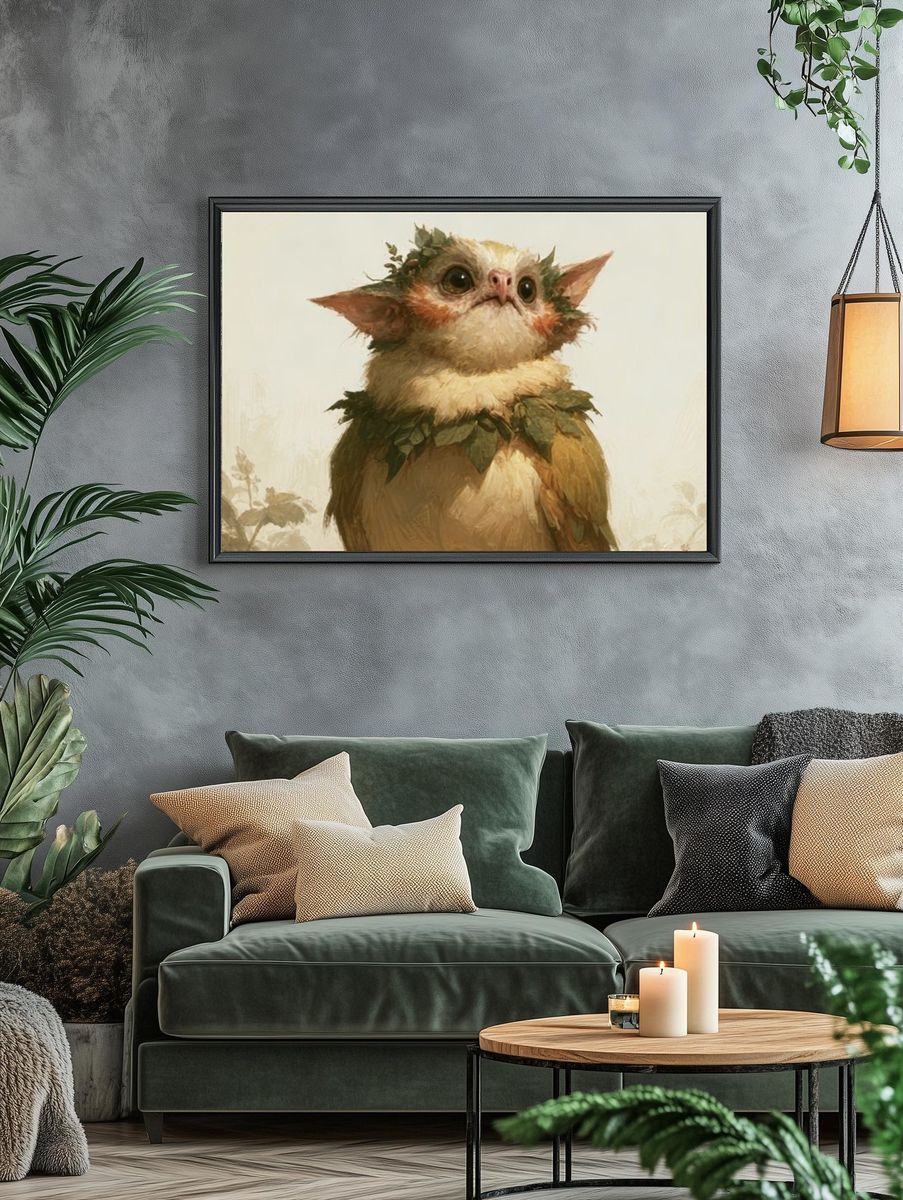 Forest Sprite Cat Illustration Poster. — room view 4