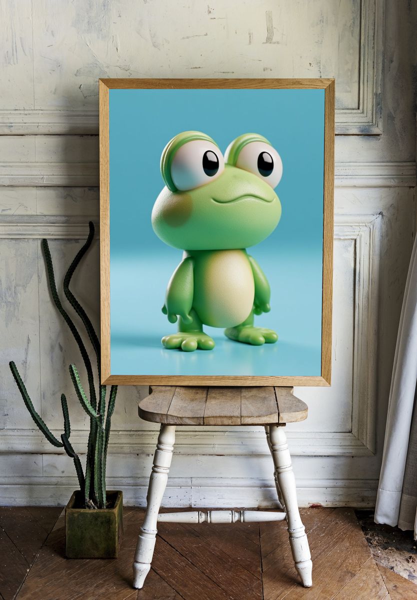 Cute Frog Character Illustration Poster. — room view 1