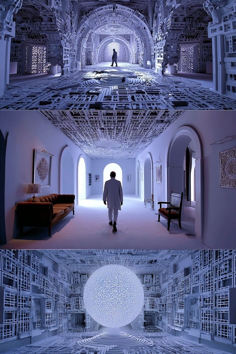 Futuristic White Corridor Print. poster detail