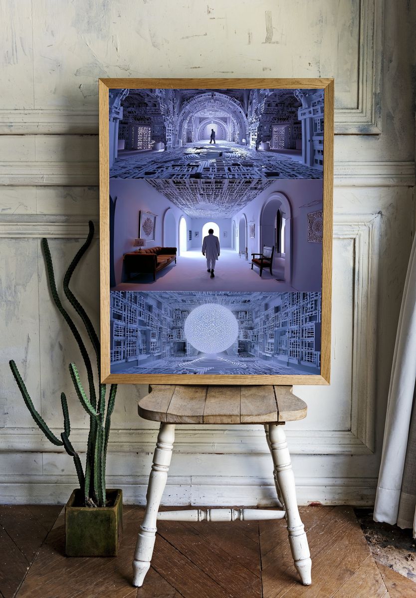 Futuristic White Corridor Print. room preview
