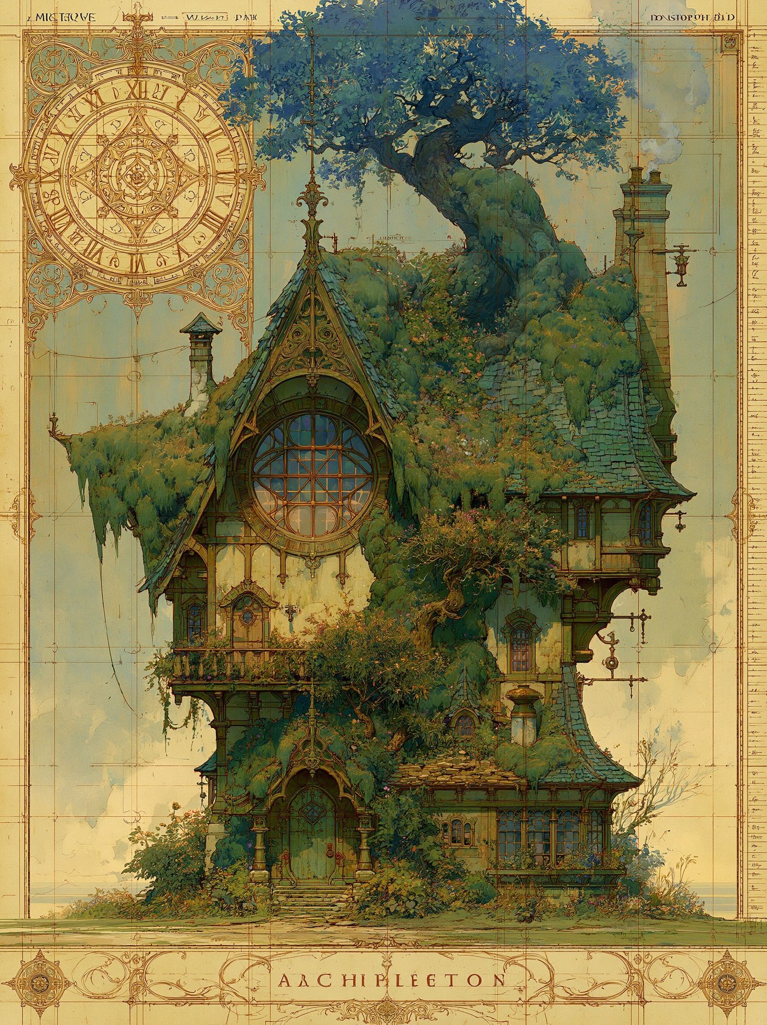 Enchanted Treehouse Architecture Print. poster detail