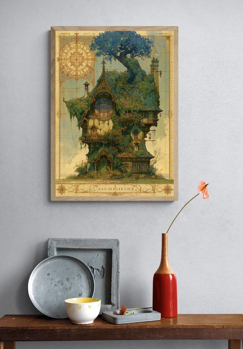 Enchanted Treehouse Architecture Print. — room view 3