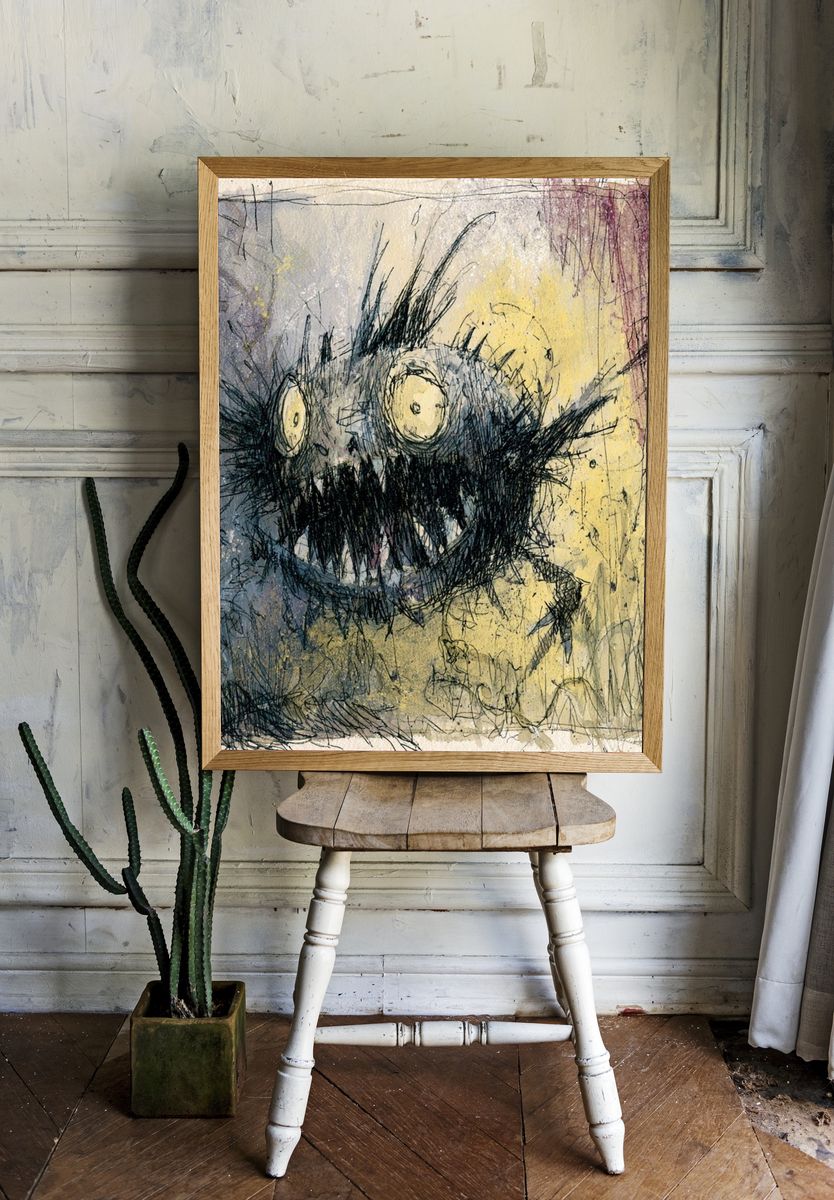 Monstrous Face Expressionist Poster. room preview