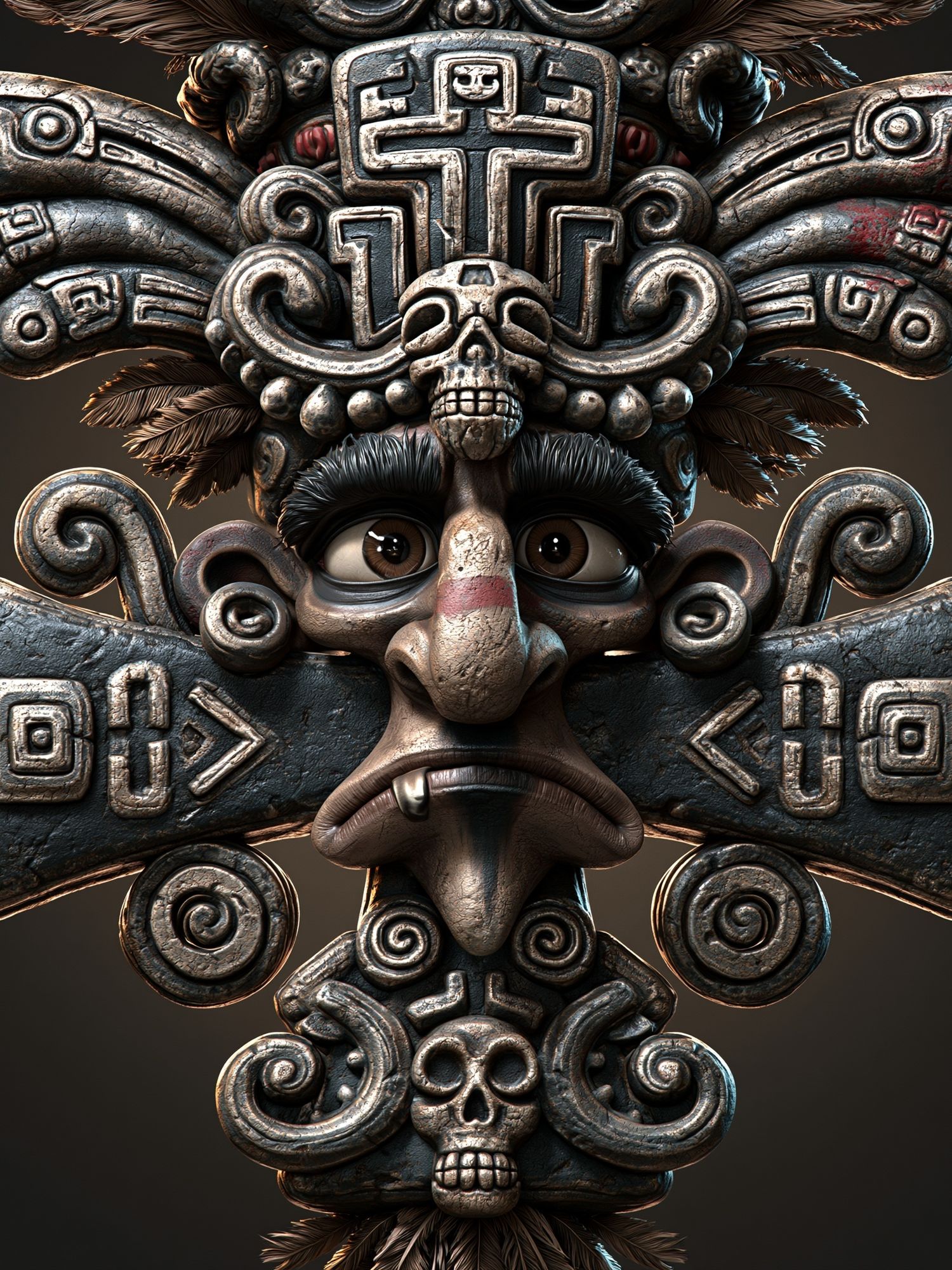 Mayan Skull Totem Illustration Poster. poster — illustration art