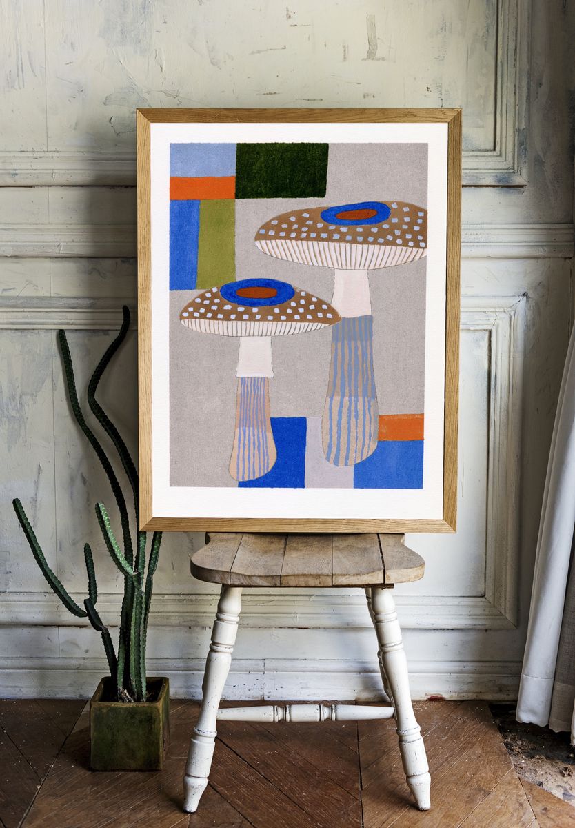 Mushroom Still Life Illustration Poster. — room view 1