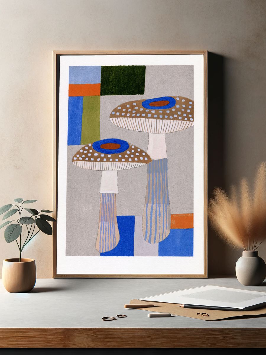 Mushroom Still Life Illustration Poster. — room view 2