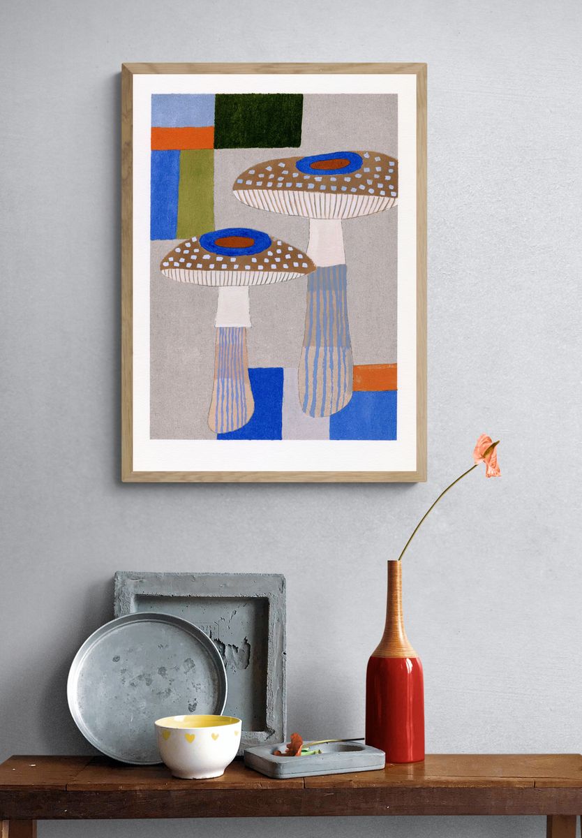Mushroom Still Life Illustration Poster. — room view 3