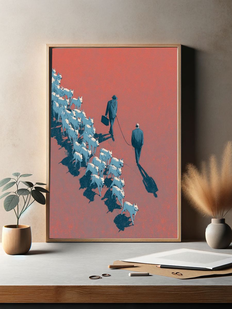 Dog Walk Illustration Poster. — room view 2