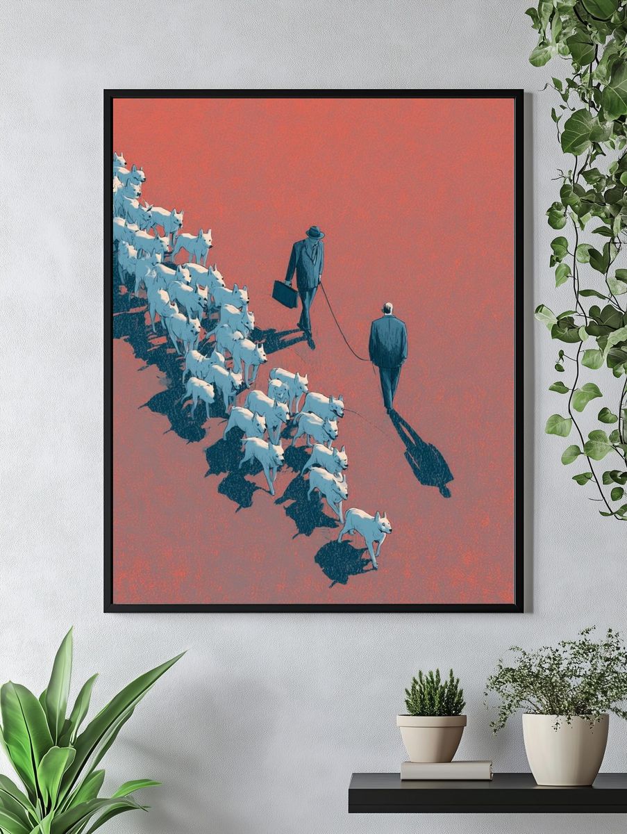 Dog Walk Illustration Poster. — room view 4