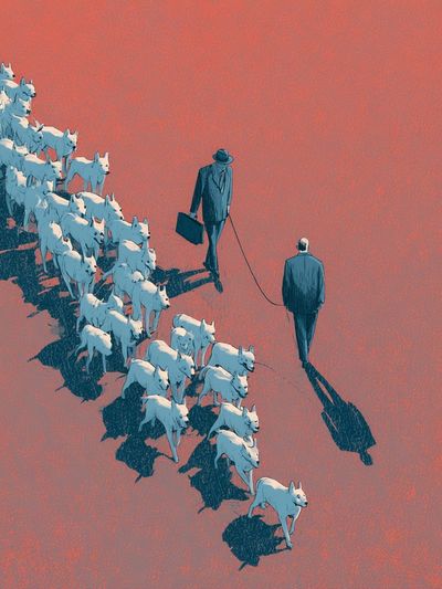 Dog Walk Illustration Poster. poster