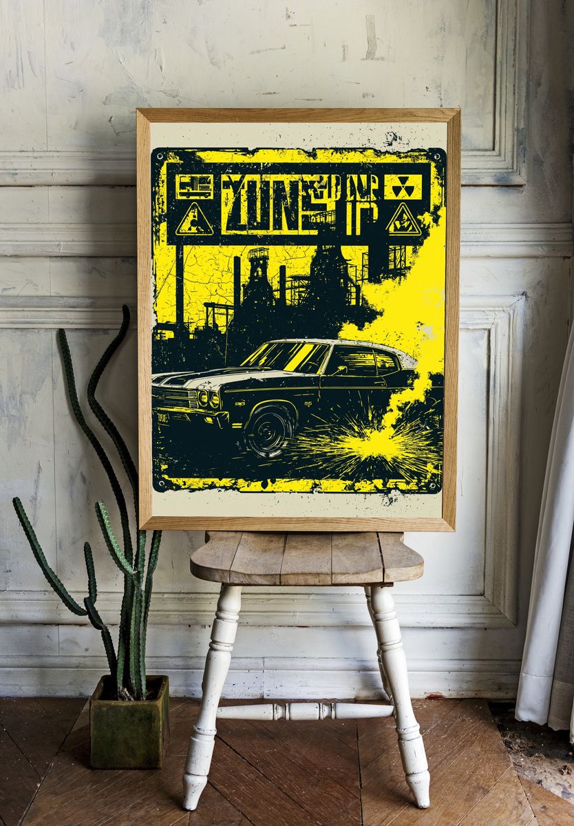 Nuclear Zone Car Illustration Poster. room preview