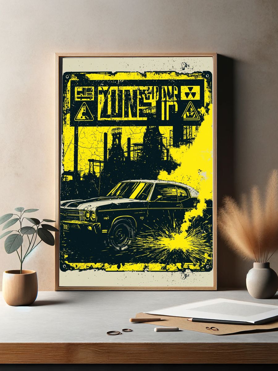 Nuclear Zone Car Illustration Poster. — room view 2