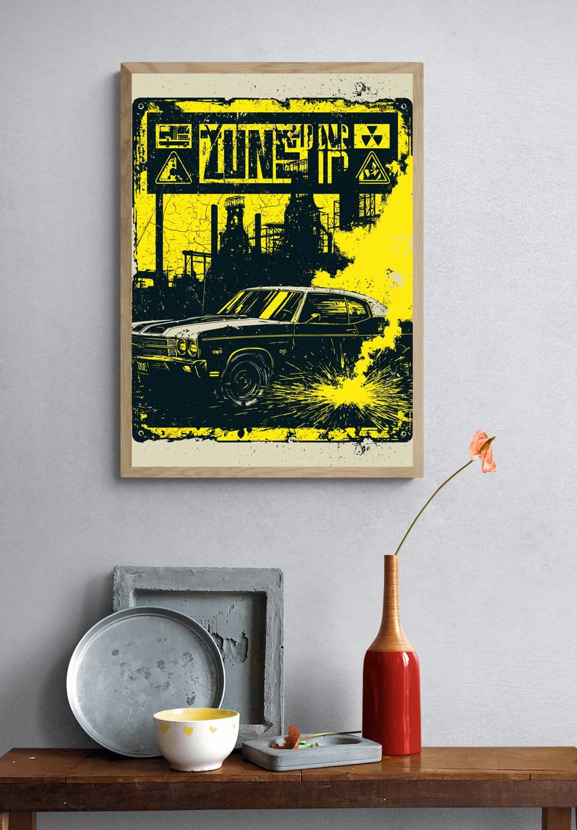 Nuclear Zone Car Illustration Poster. — room view 3