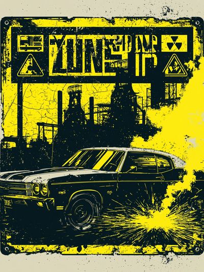 Nuclear Zone Car Illustration Poster. poster