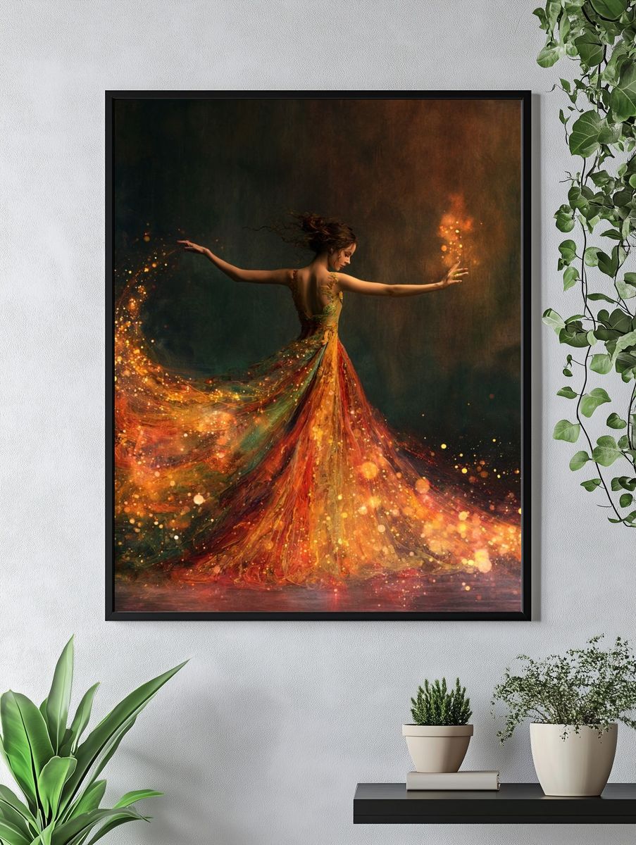 Dancing Ember Woman Illustration Poster. — room view 4