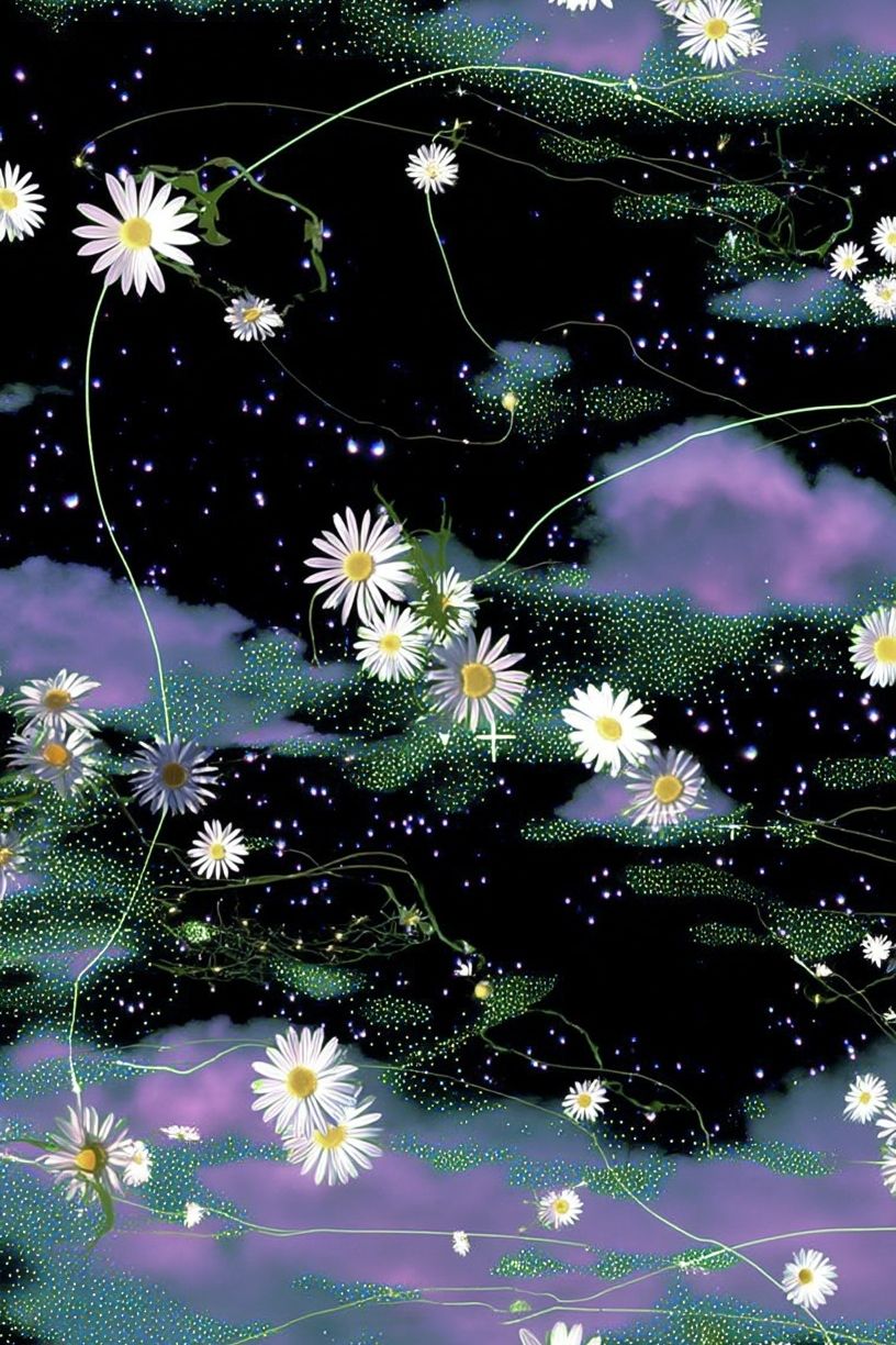 Cosmic Daisy Garden Illustration Poster. poster — illustration art