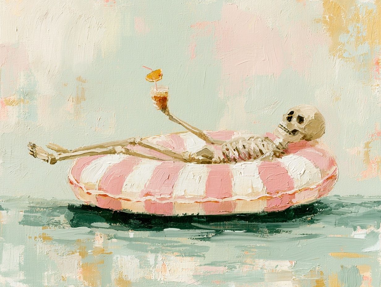 Skeleton Pool Float Illustration Poster. poster — illustration art