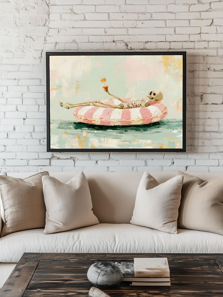Skeleton Pool Float Illustration Poster. room preview