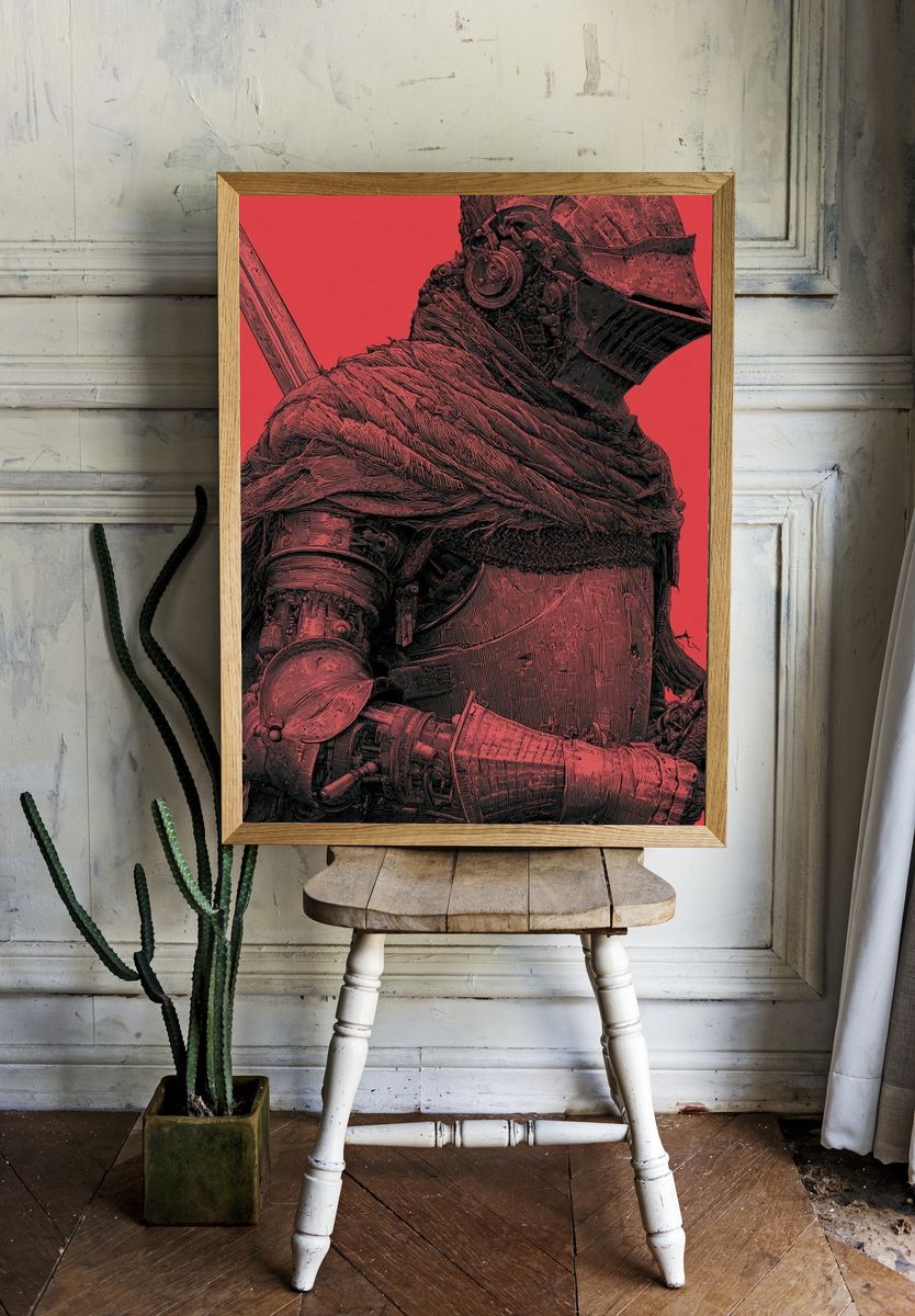 Armored Knight Digital Art Poster. room preview