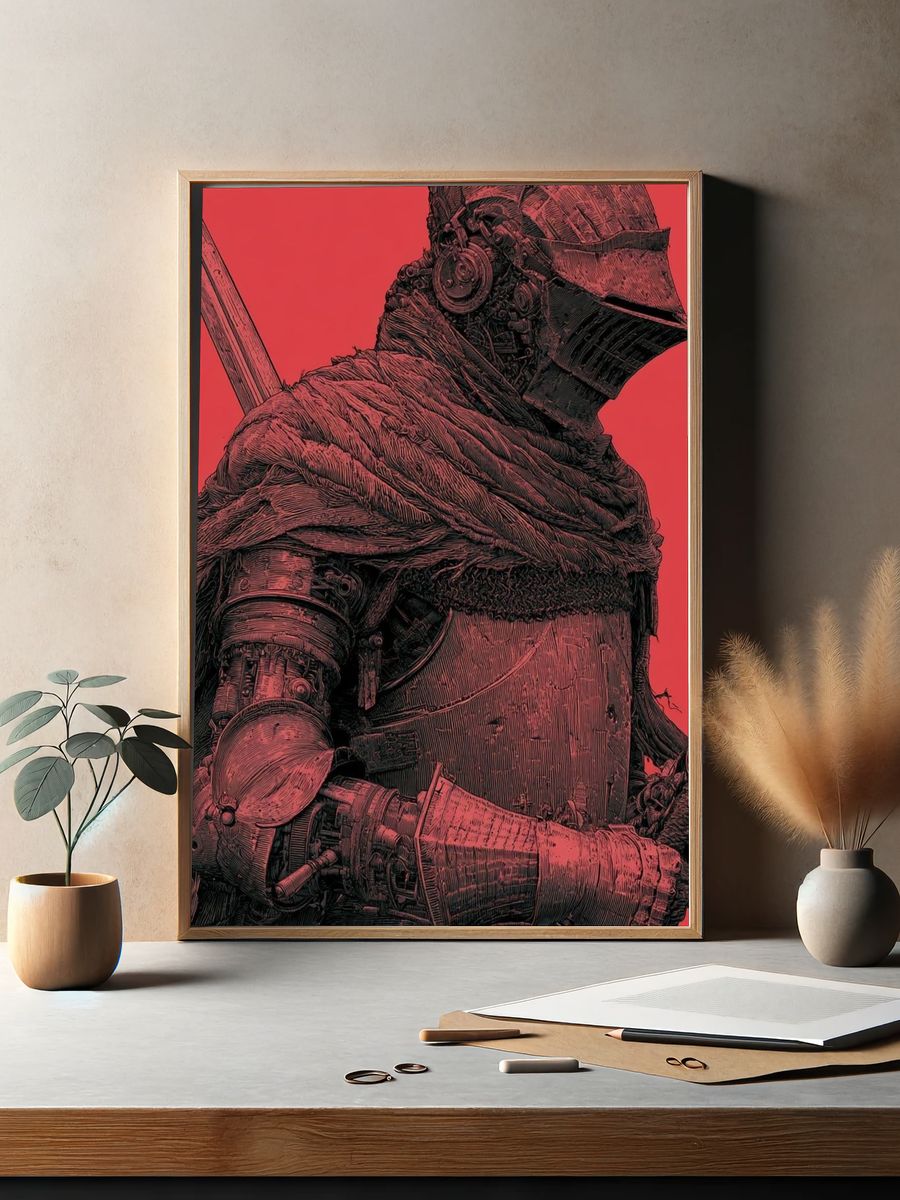 Armored Knight Digital Art Poster. — room view 2
