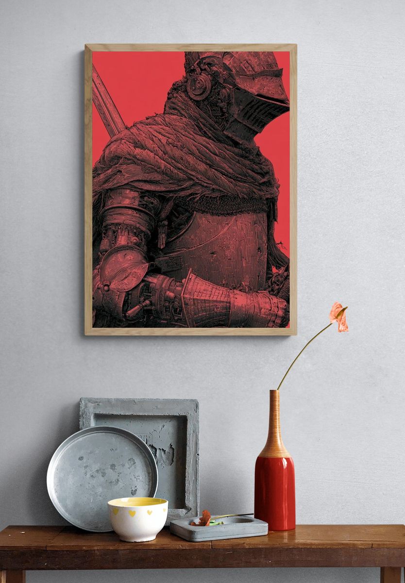 Armored Knight Digital Art Poster. — room view 3