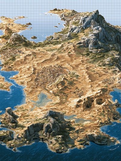 Fantasy Island Aerial Illustration Print. poster