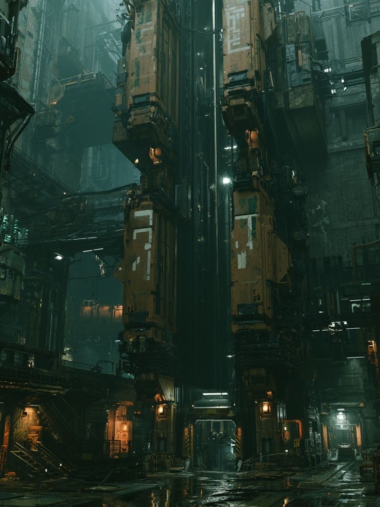 Cyberpunk Industrial Cityscape Poster. poster detail