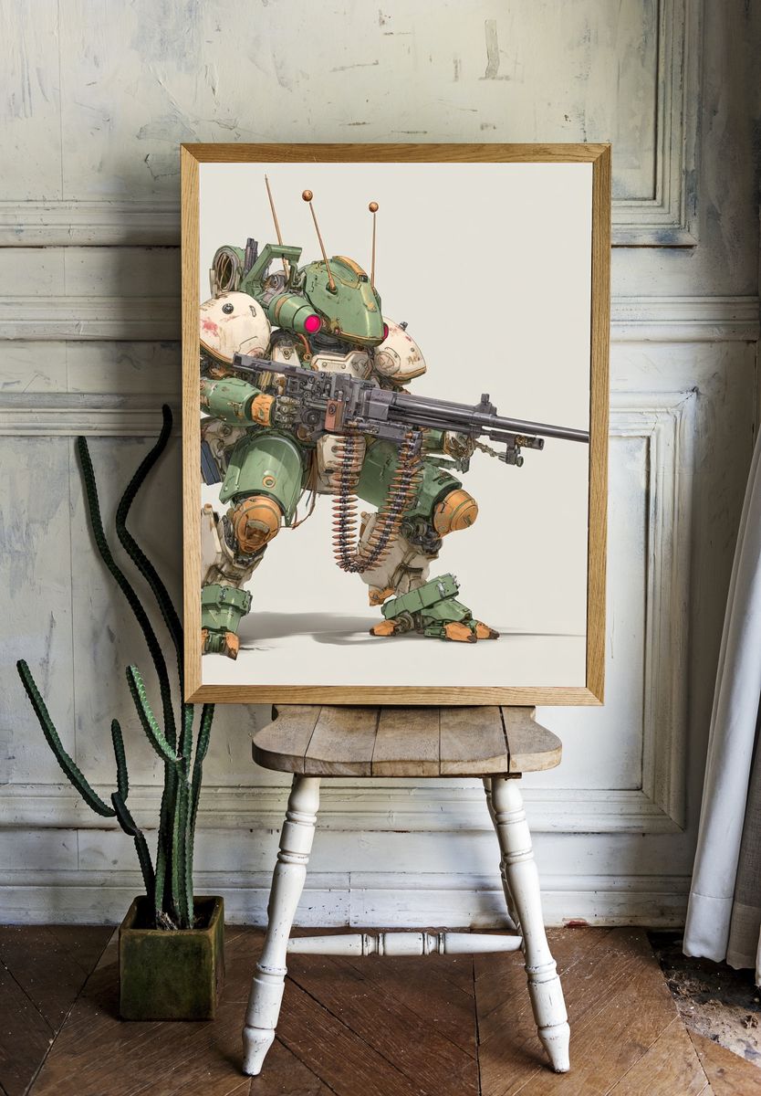 Armored Mech Warrior Illustration Poster. room preview