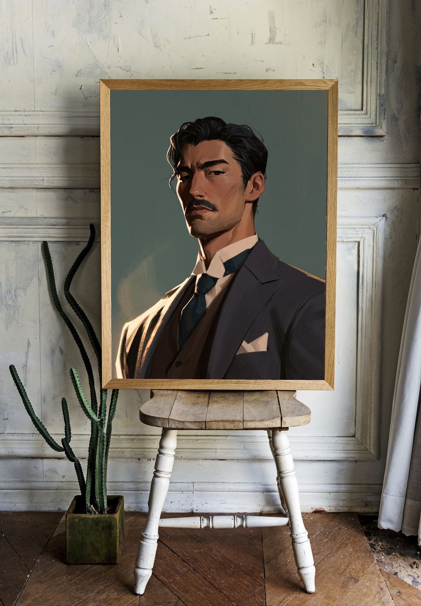 Suited Portrait Illustration Poster. — room view 1