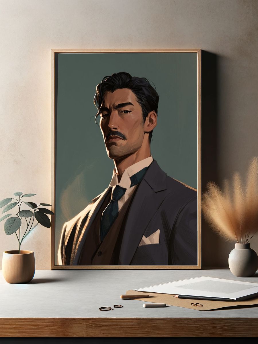 Suited Portrait Illustration Poster. — room view 2