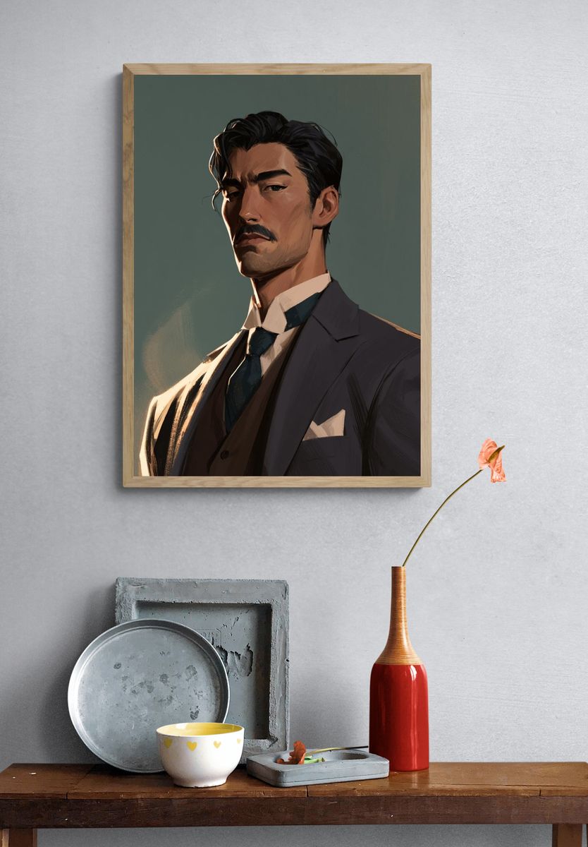 Suited Portrait Illustration Poster. — room view 3