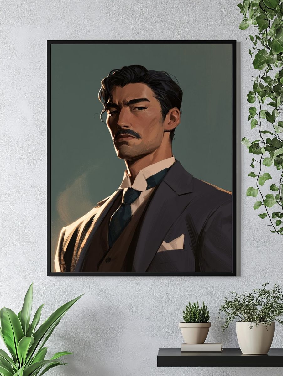 Suited Portrait Illustration Poster. — room view 4