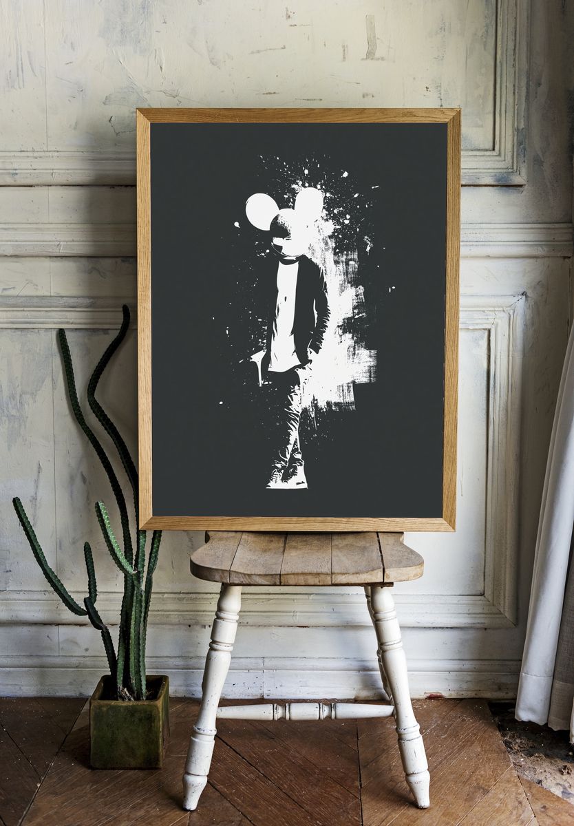 Mickey Mouse Silhouette Typography Print. room preview