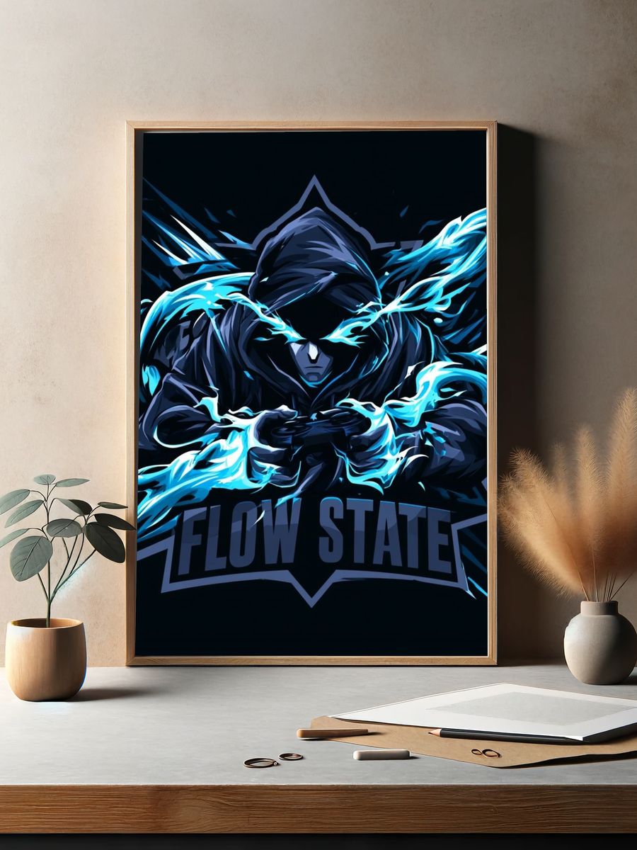Flow State Hooded Figure Poster. — room view 2