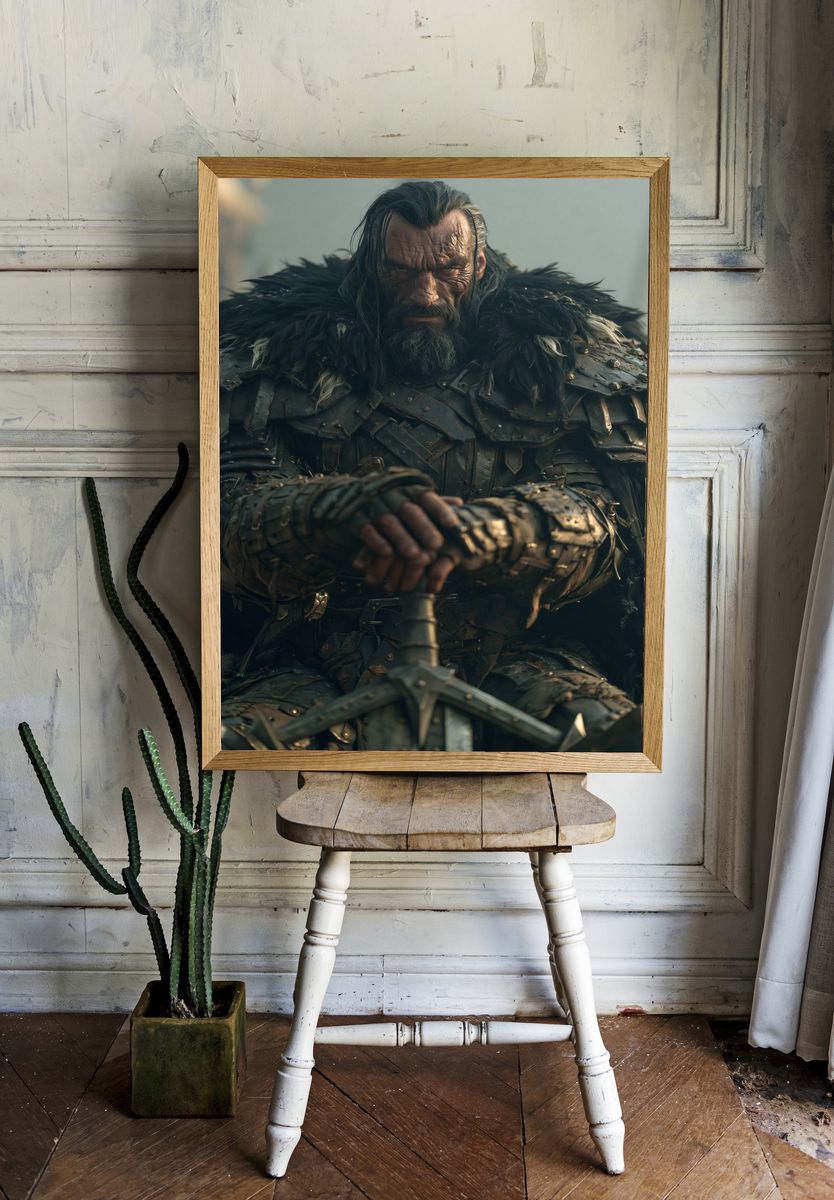 Stormy Cat Raft Illustration Poster. room preview