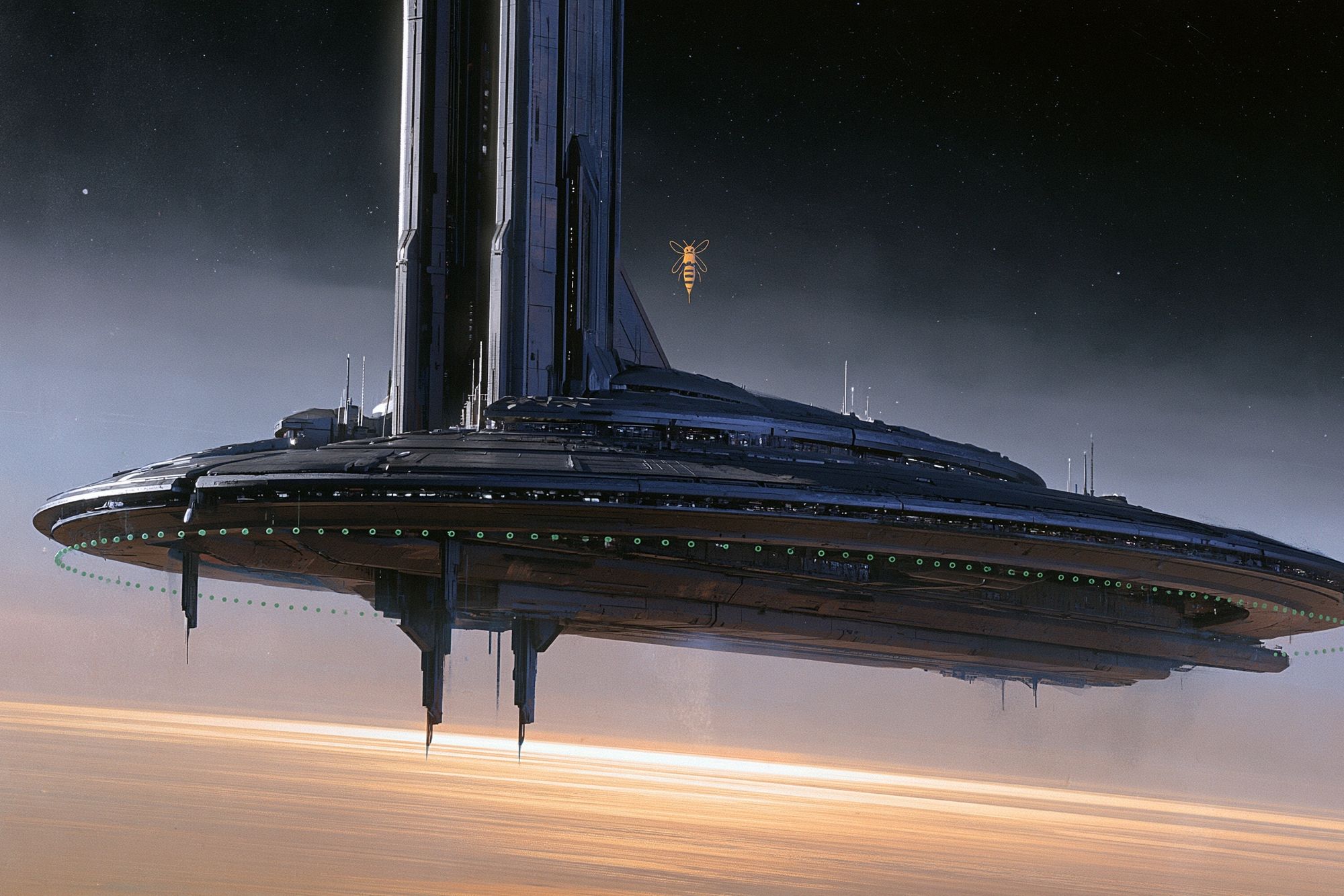 Futuristic Space Station Illustration Poster. poster detail