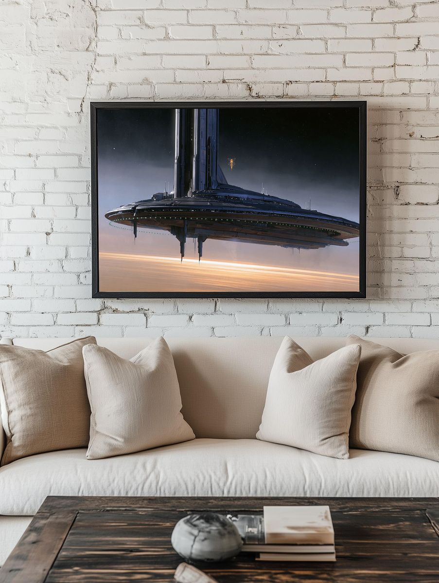 Futuristic Space Station Illustration Poster. room preview