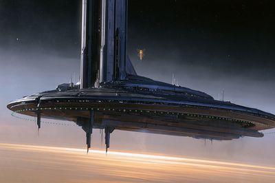 Futuristic Space Station Illustration Poster. poster