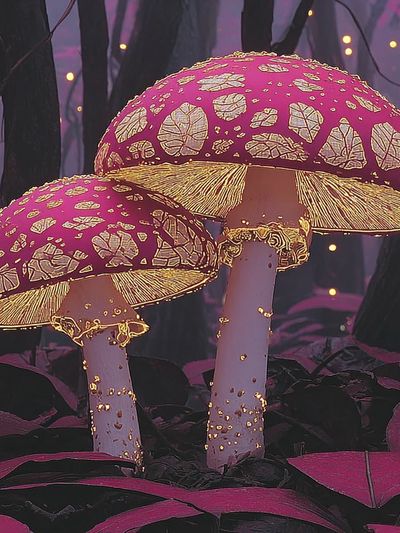 Enchanted Mushrooms Illustration Poster. poster print