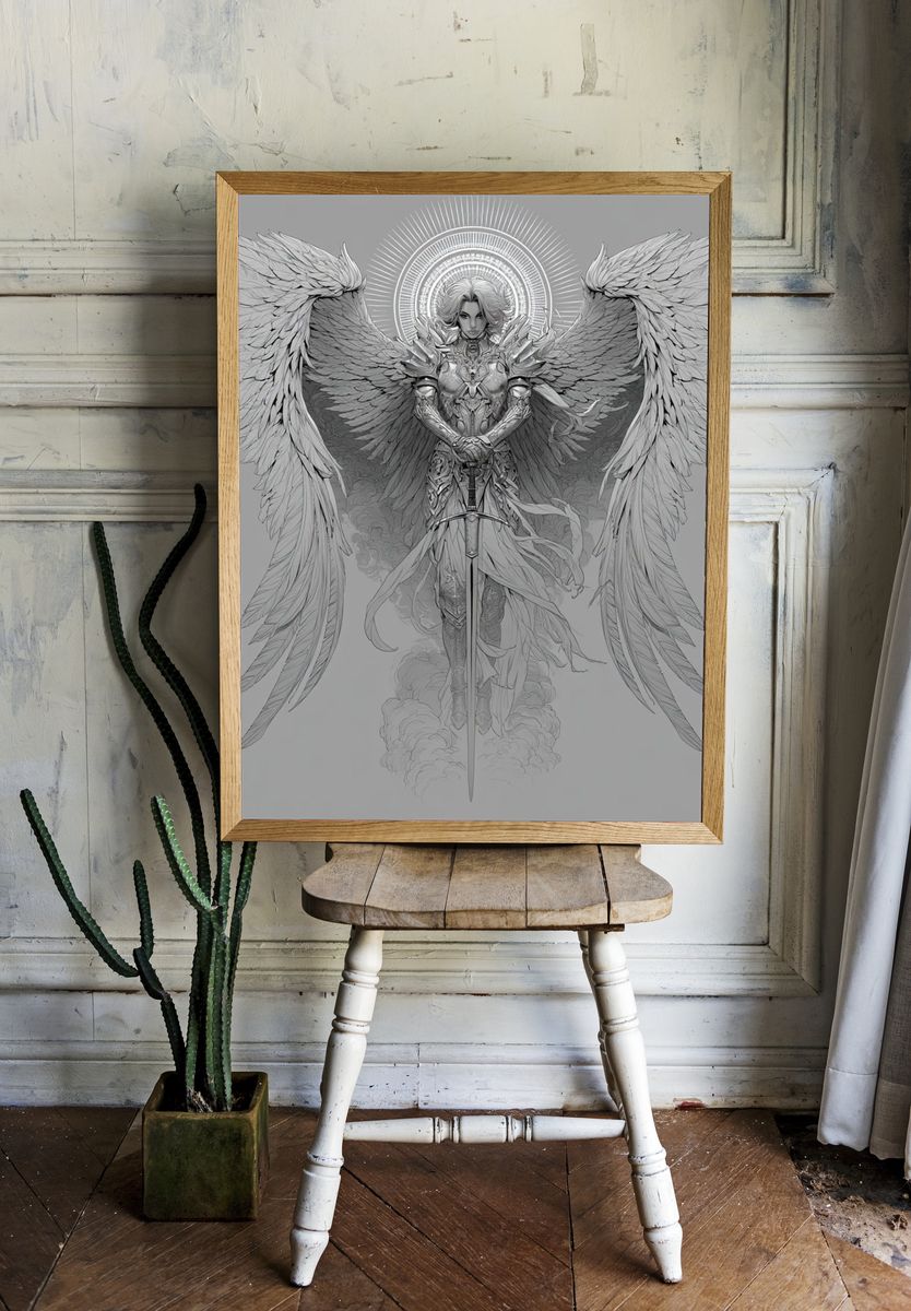 Winged Guardian Illustration Poster. — room view 1