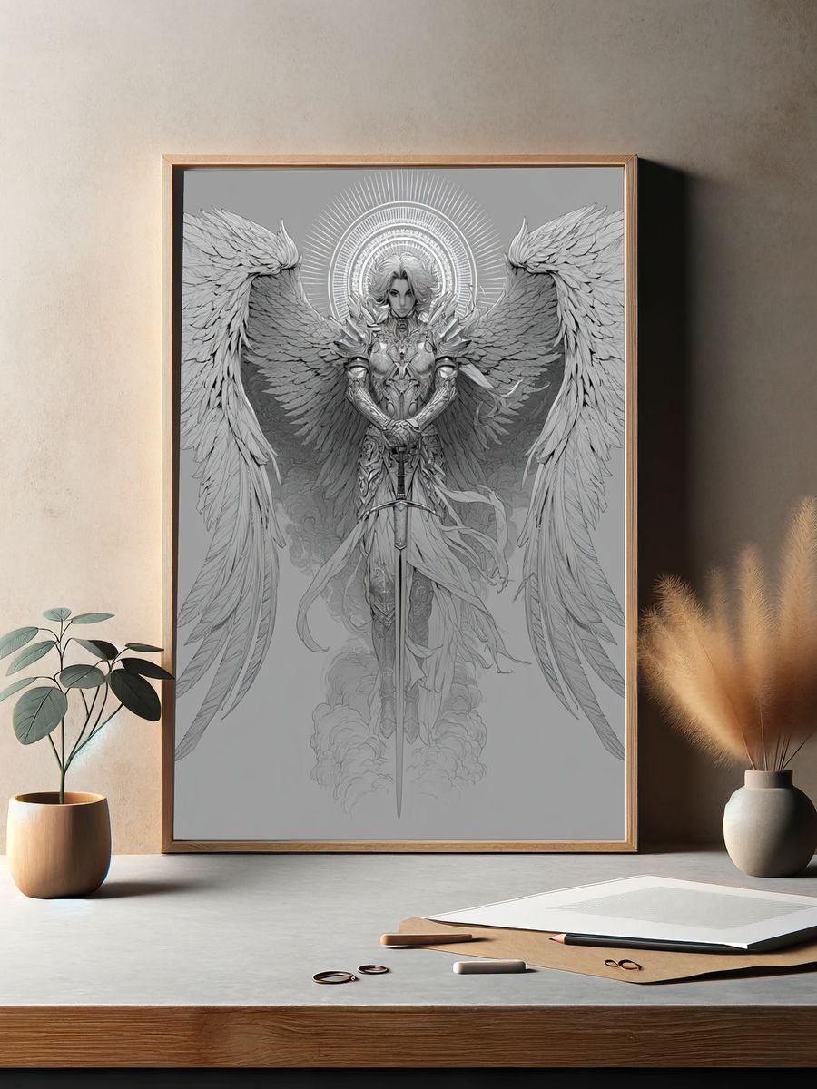Winged Guardian Illustration Poster. — room view 2