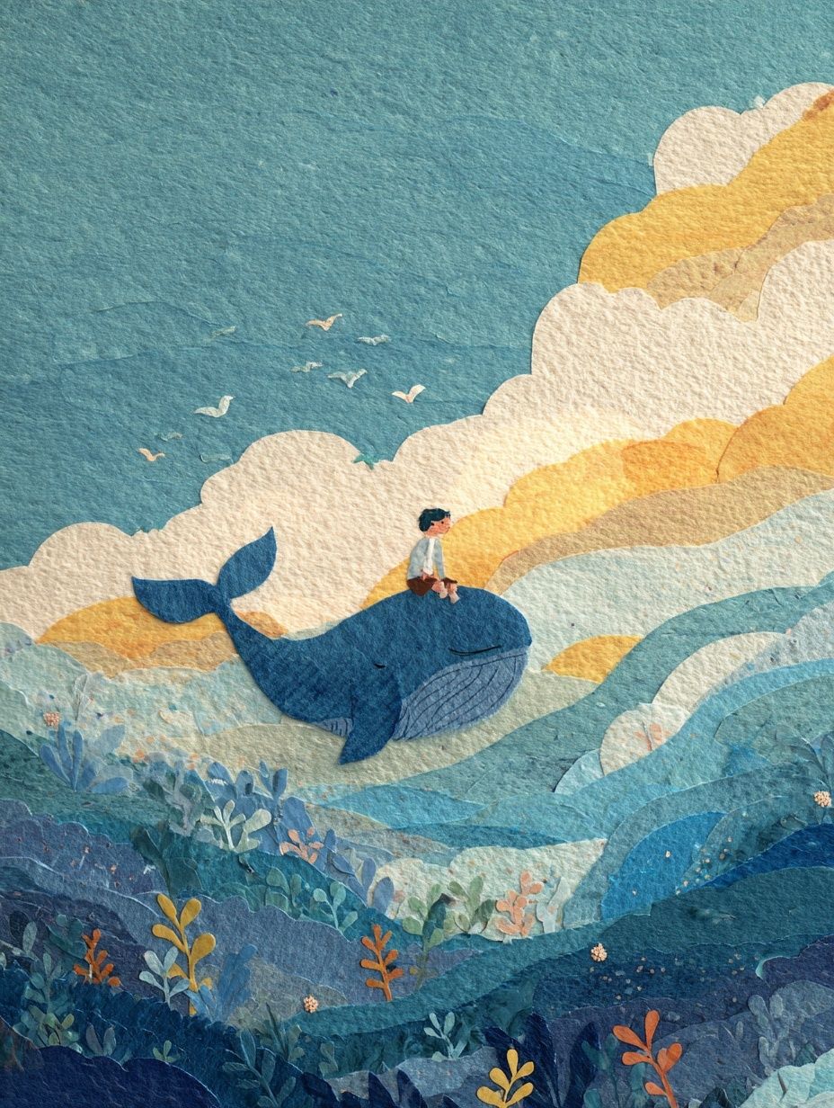 Whale Ride Watercolor Print. poster detail