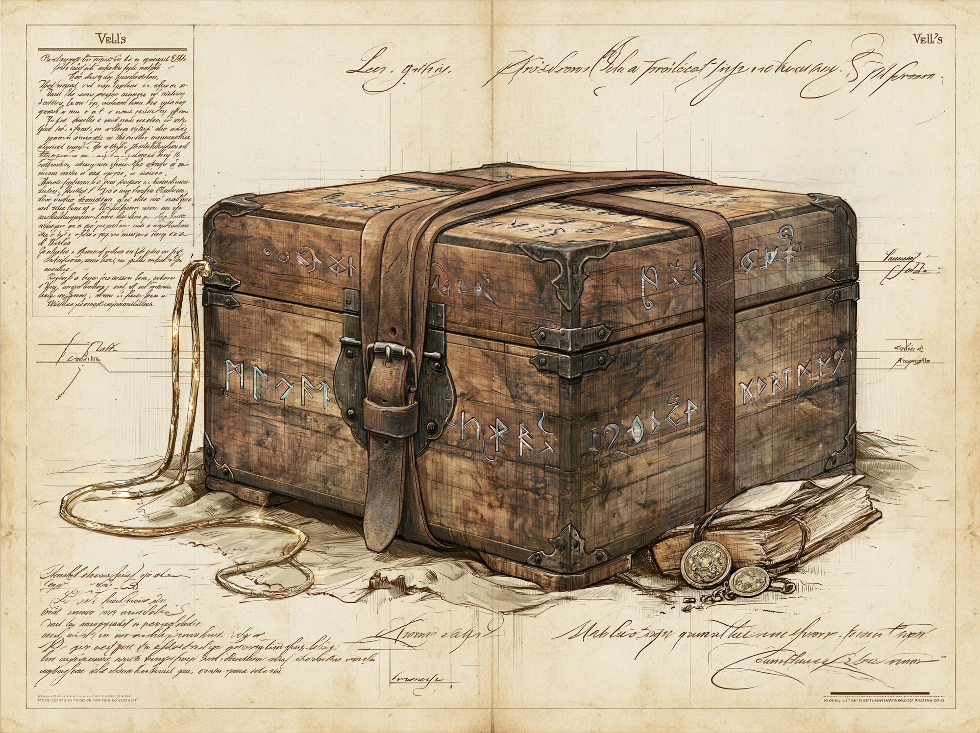 Ancient Treasure Chest Illustration Poster. poster detail