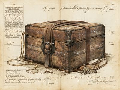 Ancient Treasure Chest Illustration Poster. poster