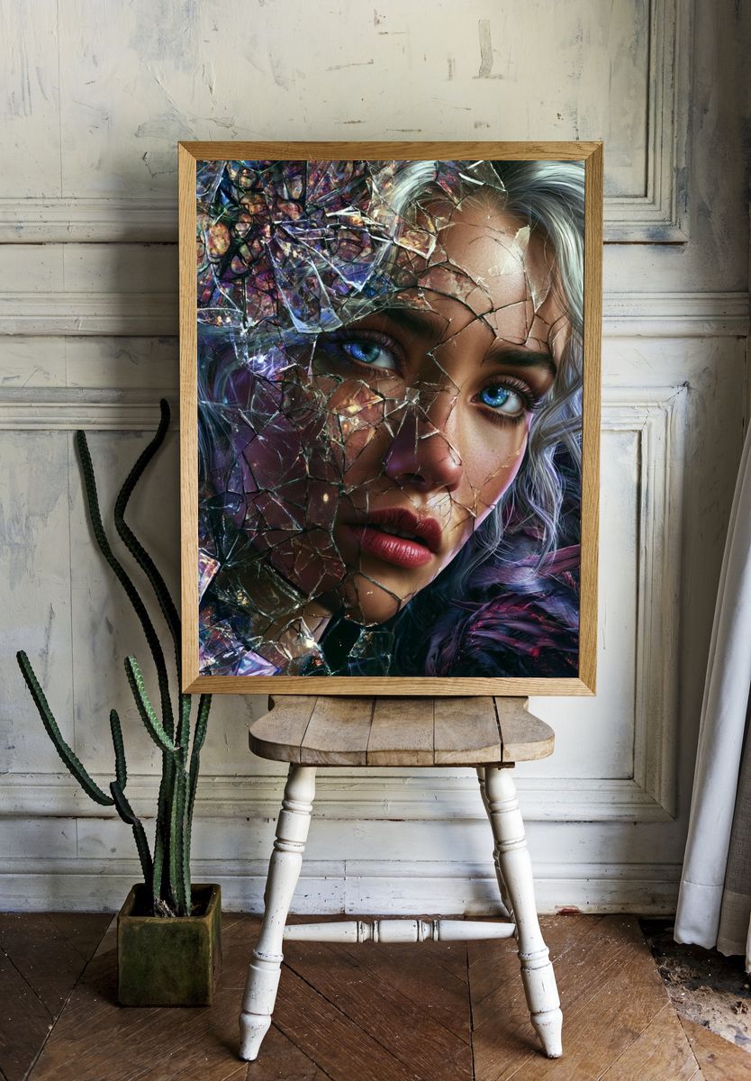 Shattered Crystal Portrait Print. — room view 1