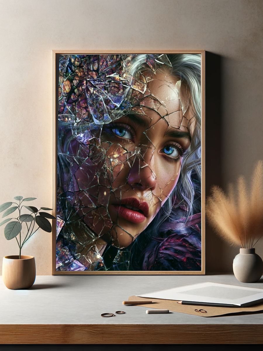 Shattered Crystal Portrait Print. — room view 2